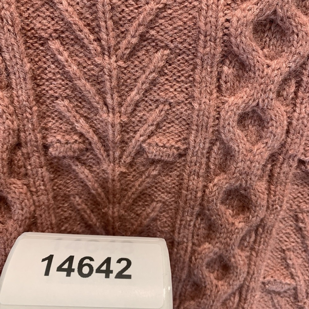 Storia‎ Women's Cardigan Sweater M Cable Knit Bow Tie Front Cropped Pink Puff - Picture 7 of 7